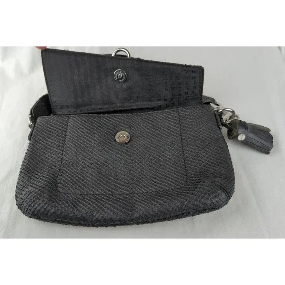 L.A.M.B By Gwen Stefani Black Leather Snake Print Crossbody Bag Voodoo Sash Saks - Picture 5 of 13